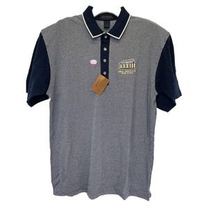 Vtg 1999 Super Bowl Antigua Sz Medium Blue /White Polo Shirt New Dead Stock(X38)